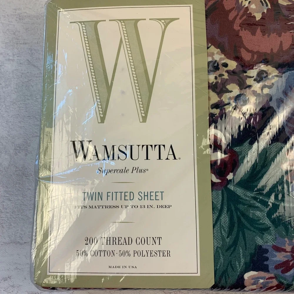 Wamsutta Twin Fitted Sheet Tyler Garden Floral Multicolor 200TC Made in USA